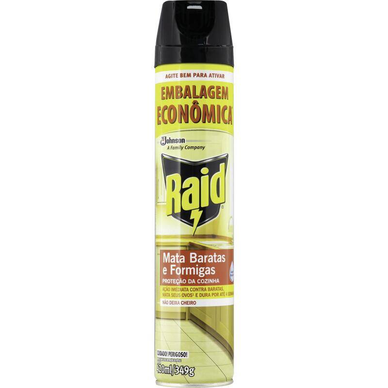 Raid inseticida aerosol à base de água mata baratas e formigas (120 ml)