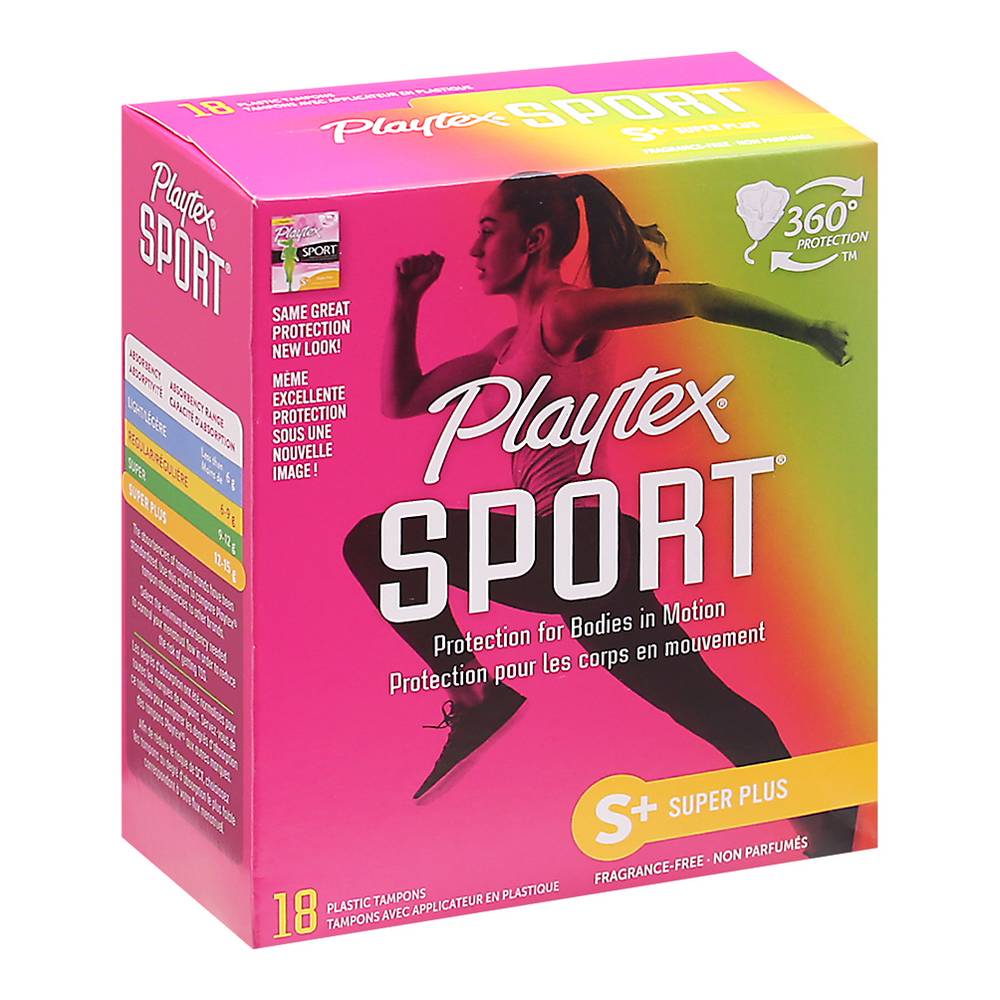 Playtex Sport Unscented Super Plus Plastic Tampons (18 ct)