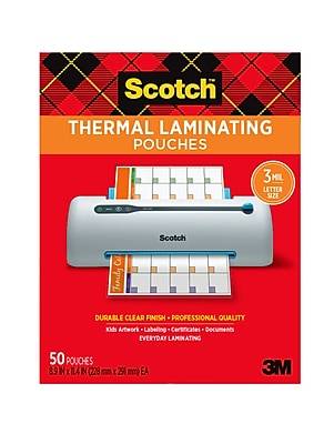 Scotch Tape Laminating Pouches, 3 Mil, 9'' X 11.5'', Gloss Clear