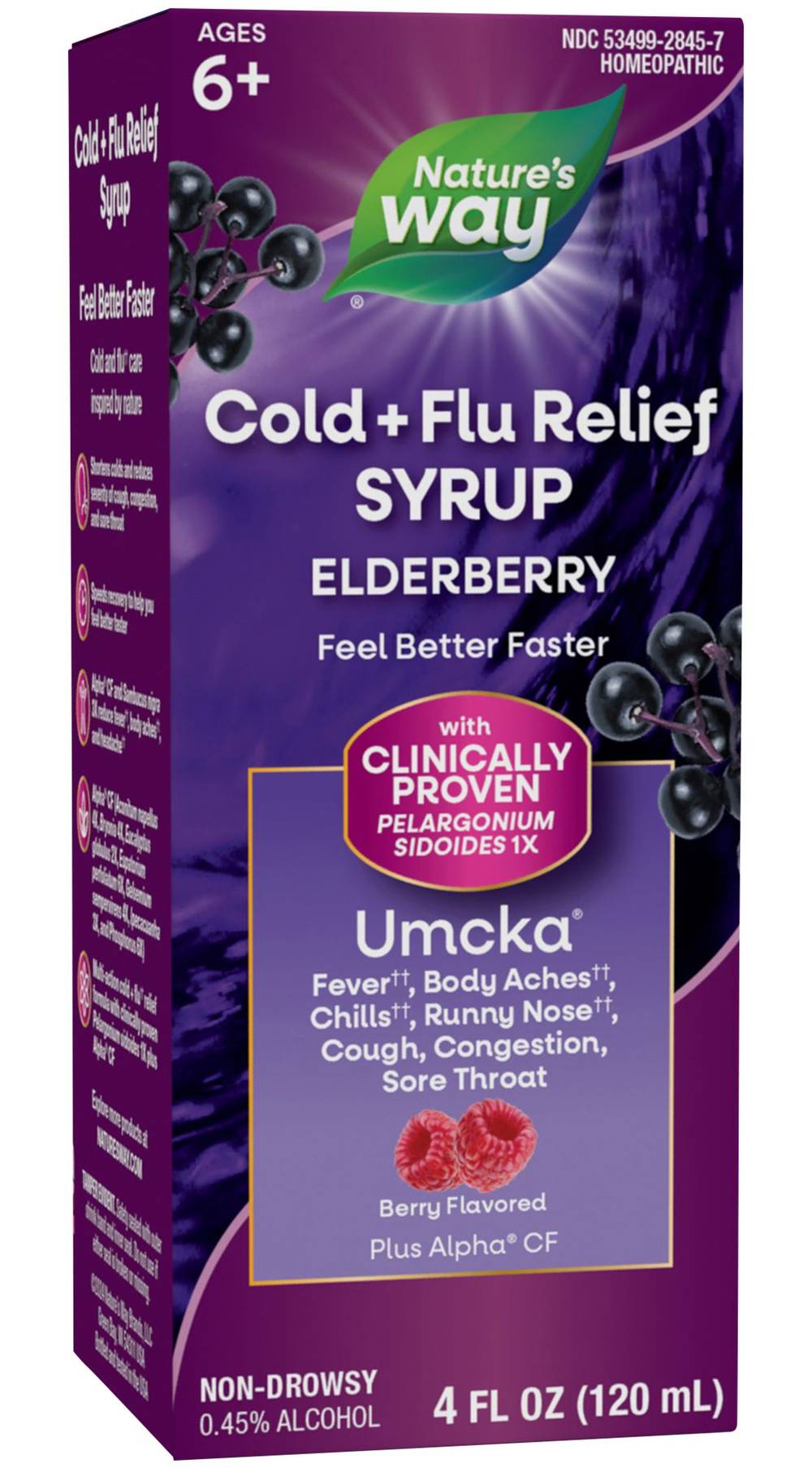 Umcka Elderberry Intensive Cold + Flu Syrup - Non-Drowsy - Berry (4 Fluid Ounces)