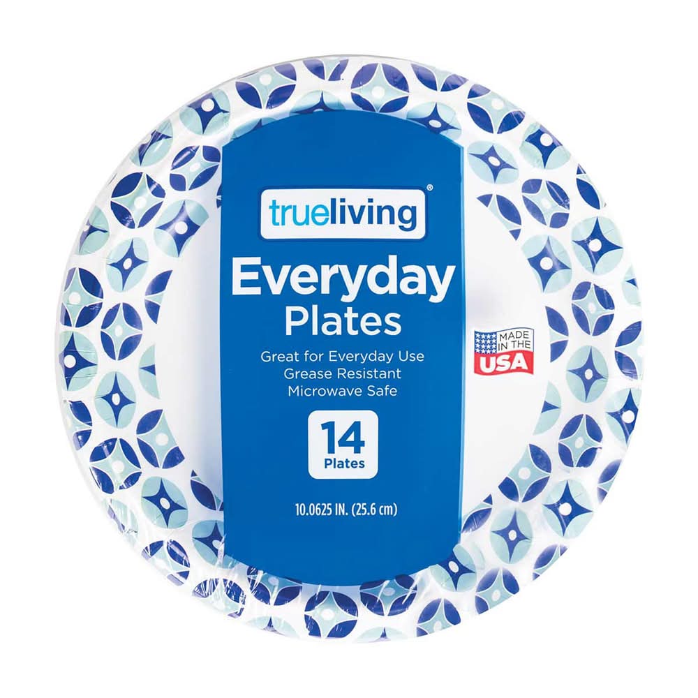 True Living Round Everyday Plates, 10 in (14 ct)