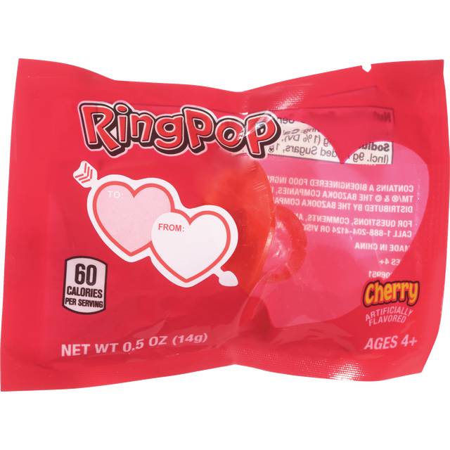 Valentine's Day Ring Pop, Strawberry, 0.5 oz