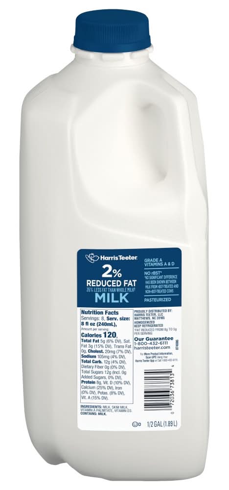 Harris Teeter Grade a Pasteurized 2% Reduced Fat Milk (0.5 gal)