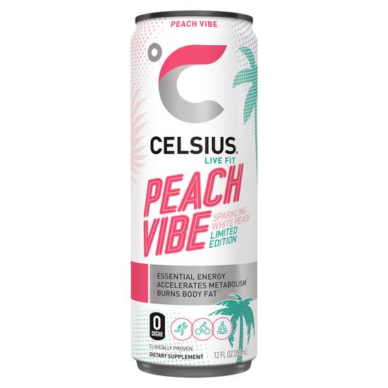 Celsius Sparkling Peach Vibe 12oz Can