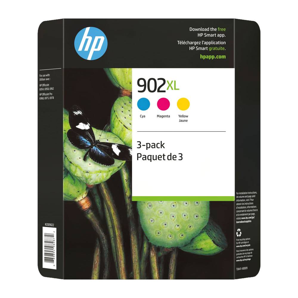 Hp 902Xl Cyan, Magenta And Yellow High Yield Original Ink Cartridges (T0A41Bn) Combo Pack