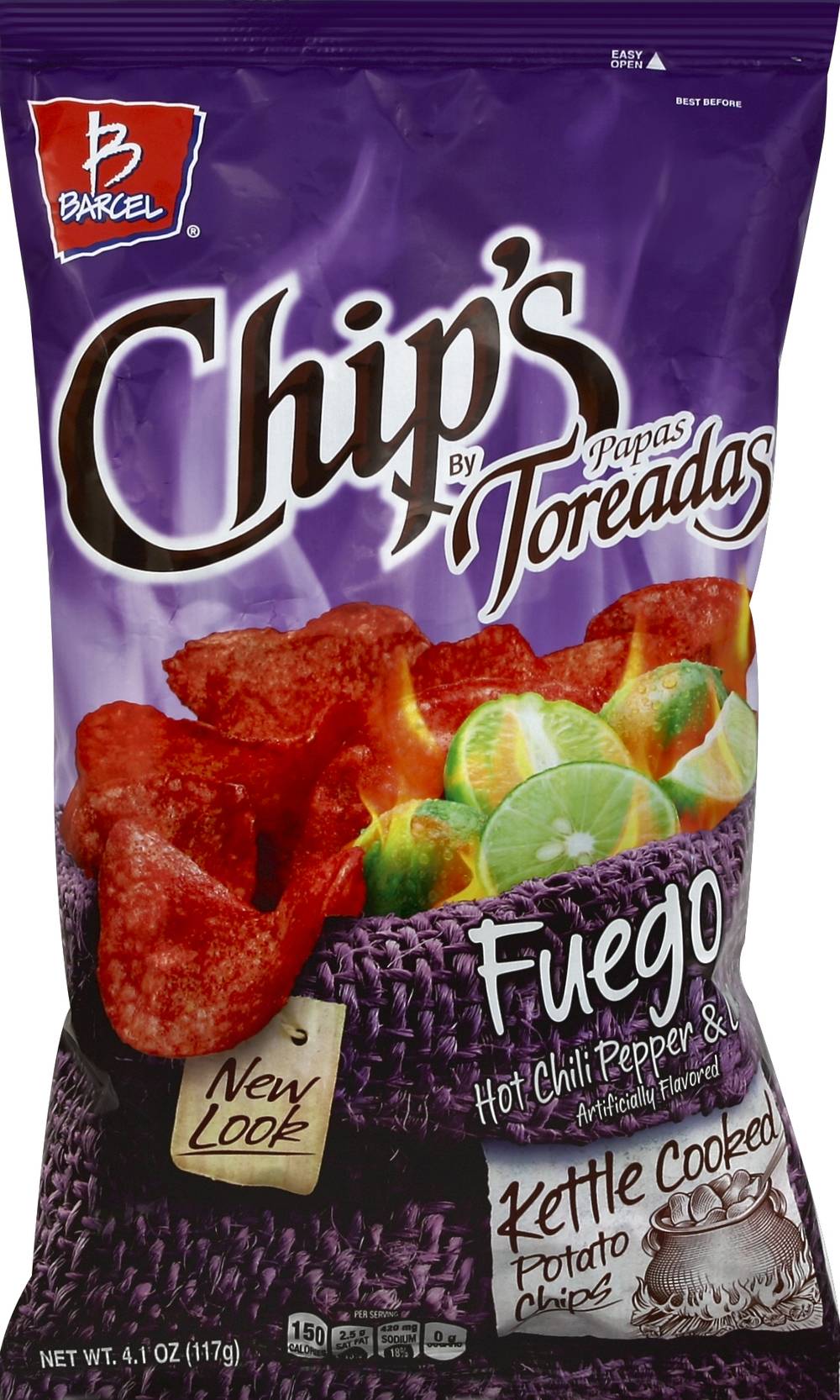 Barcel Fuego Kettle Cooked Hot Chili Pepper & Lime Flavored Chips (4.1 oz)