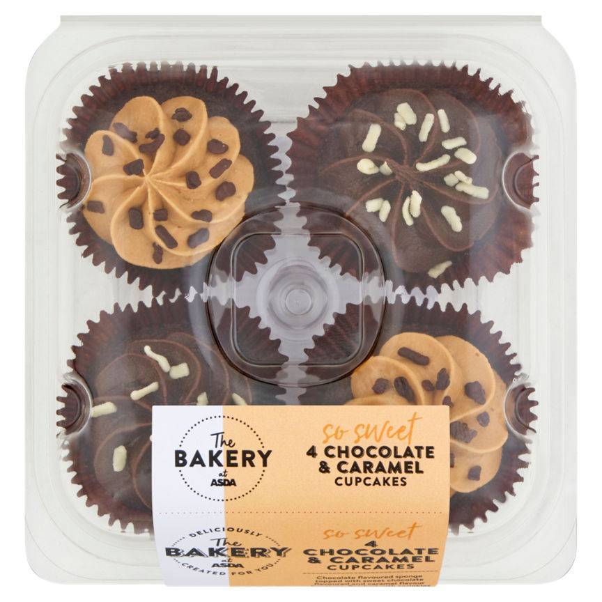 ASDA The Bakery Chocolate & Caramel Cupcakes (4 pack)