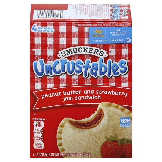 Smucker's Uncrustables Peanut Butter and Strawberry Jam Sandwich (4 ct)