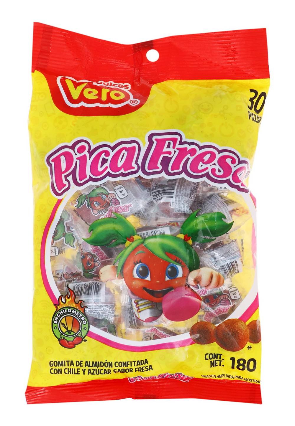 Vero · Gomita cubierta de dulce picoso picafresa, fresa (30 un)