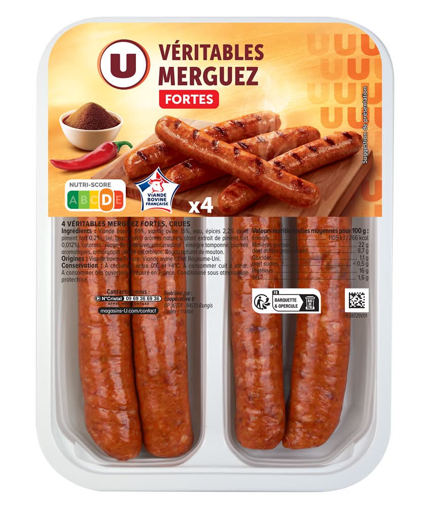 Les Produits U - Merguez forte bœuf mouton (4)