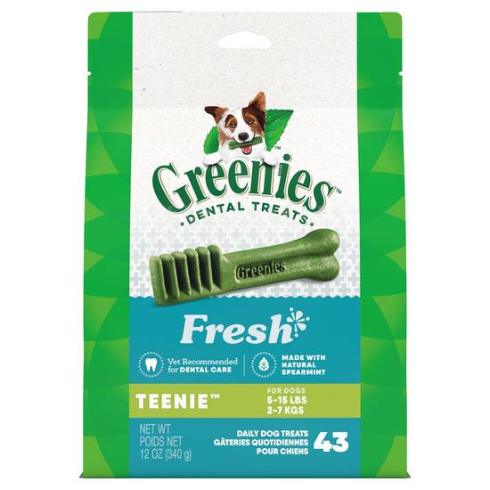 Greenies™ Adult Teenie Dog Dental Treats - Natural, Oral Health, Fresh (Flavor: Mint, Size: 43 Count)