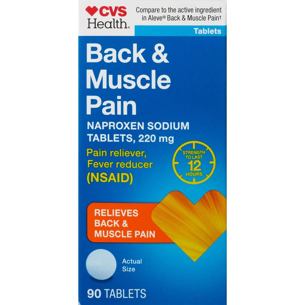 CVS Health Back & Muscle Pain Naproxen Sodium 220 MG Tablets, 90 CT