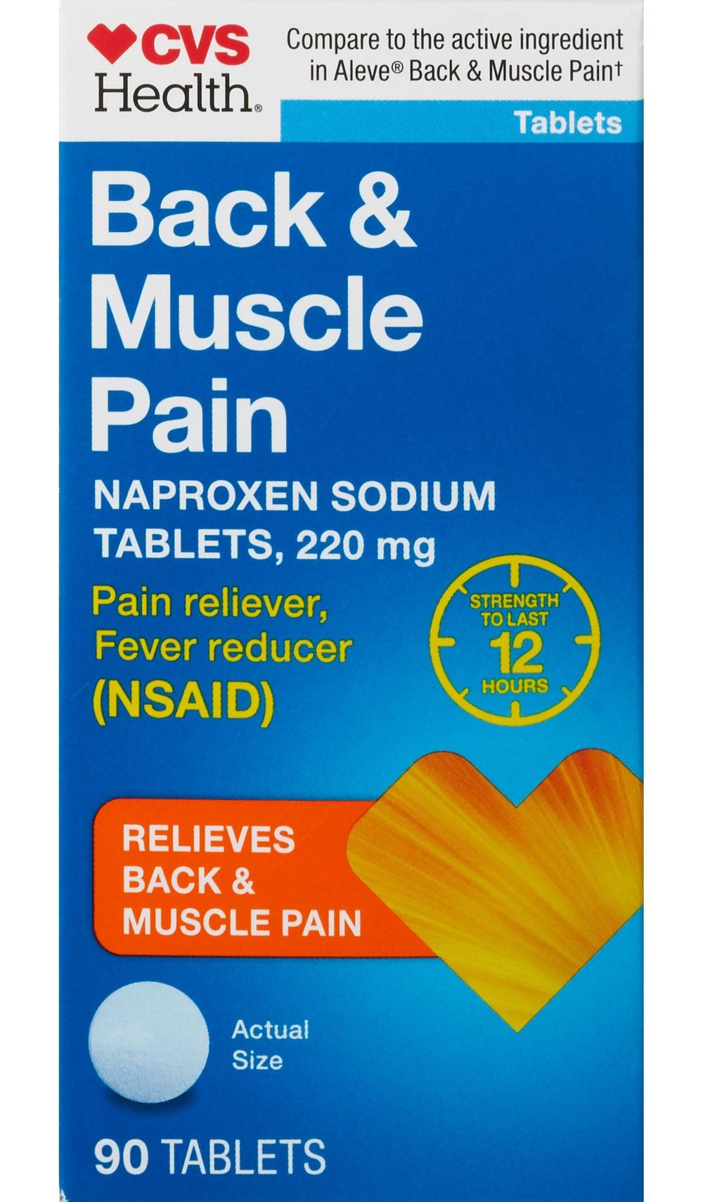 Cvs Health Back & Muscle Pain Naproxen Sodium 220 Mg Tablets, 90 Ct