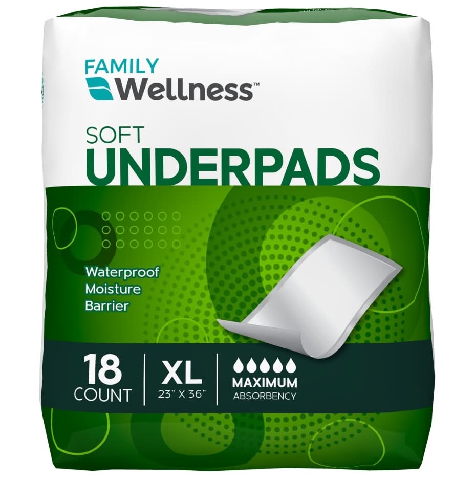 Family Wellness Waterproof Moisture Soft Underpads, XL (18 ct)