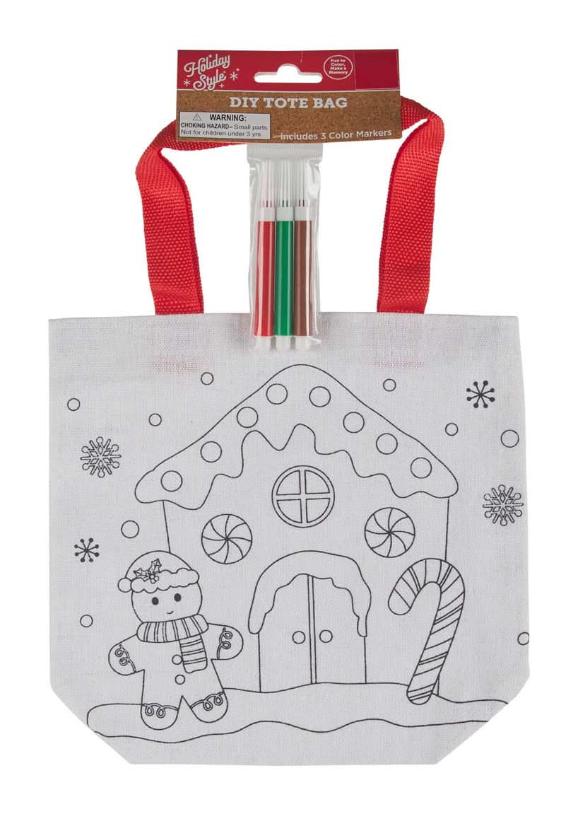 Holiday Style Diy Christmas Tote Bag With Markers