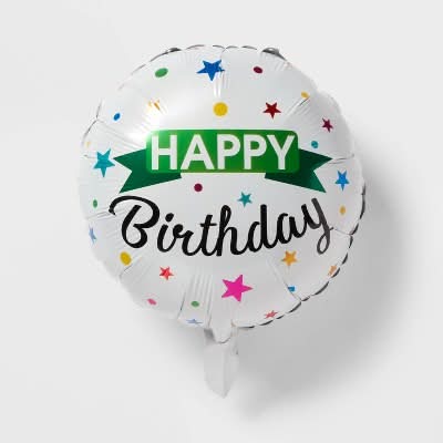 Spritz Happy Birthday Foil Balloon, 18 in, White