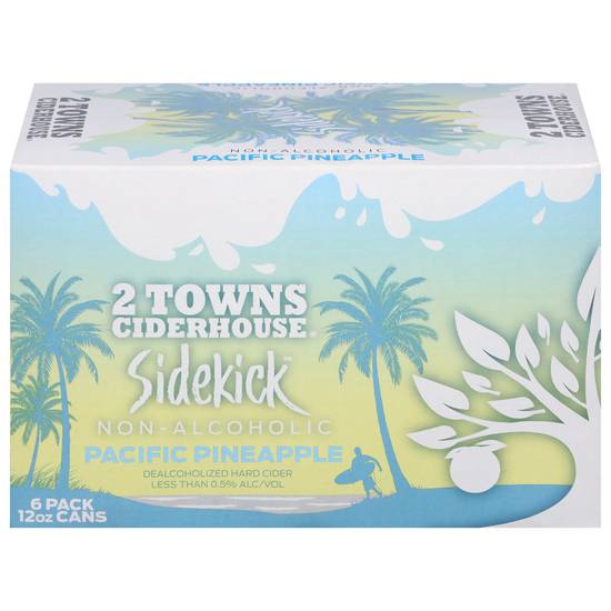 2 Towns Ciderhouse Sidekick Non-Alcoholic Hard Cider (6 pack, 12 oz) (pacific pineapple )