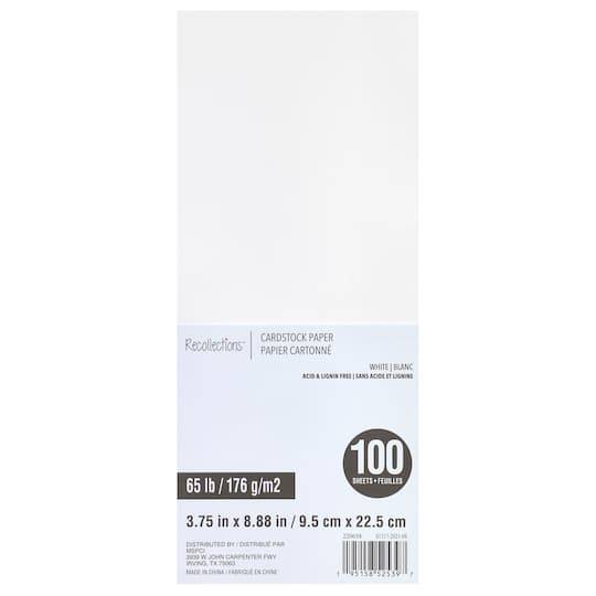 3.75" X 8.875" White Cardstock By Recollections, 100 Sheets