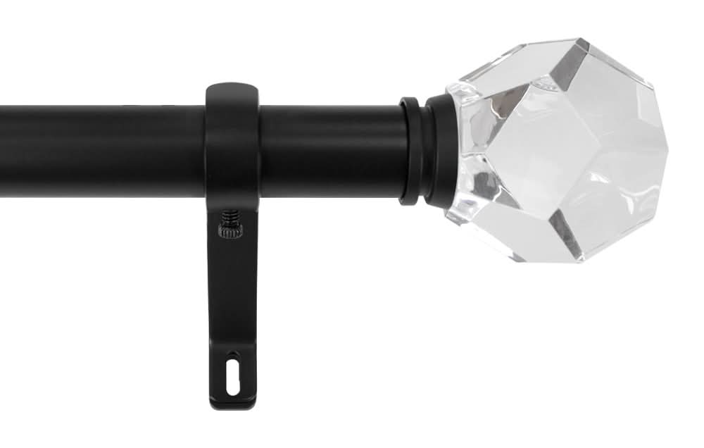 Origin 21 72-in to 144-in Matte Black Iron Single Curtain Rod with Finials