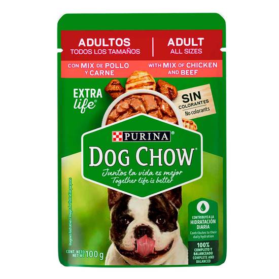 Dog chow alimento húmedo para perro adulto sabor pollo y carne (sobre 100 g)