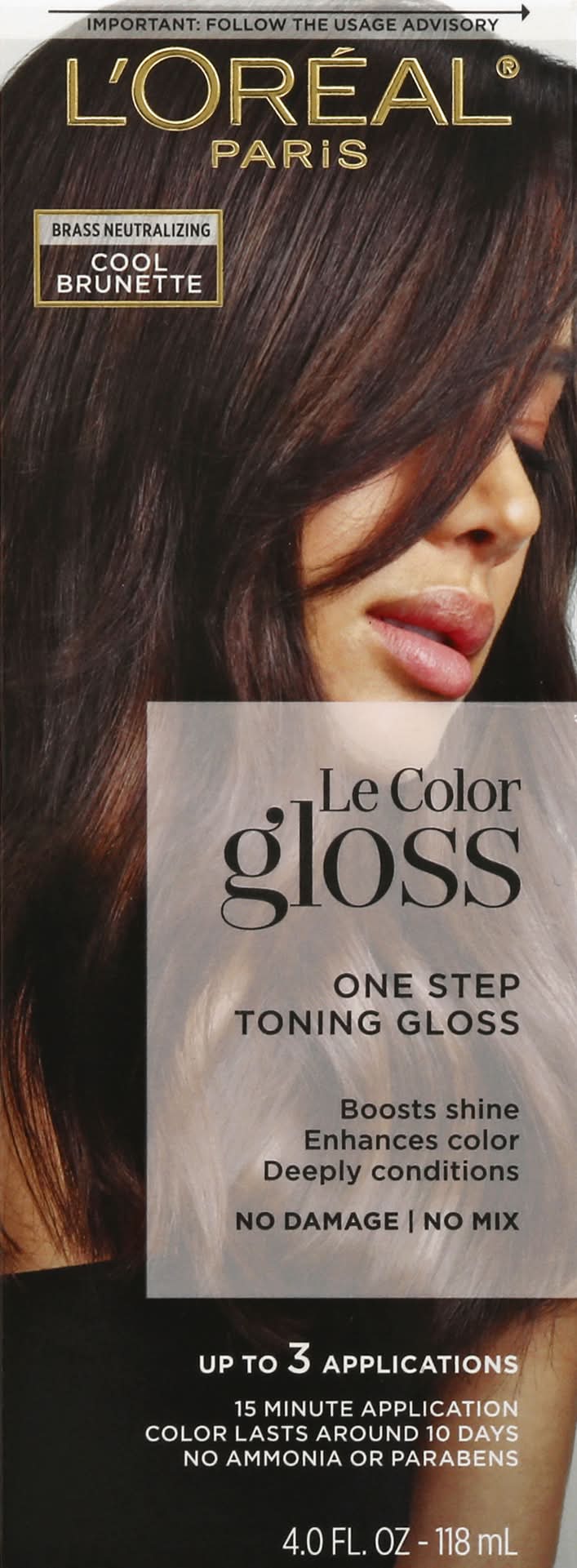 L'Oréal Paris Le Color Gloss One Step Toning Gloss Hair Color, Cool Brunette (4 fl oz)