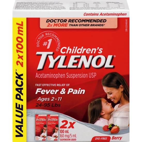 Tylenol Children's Dye Free Sooth Berry Liq (2x100ml)