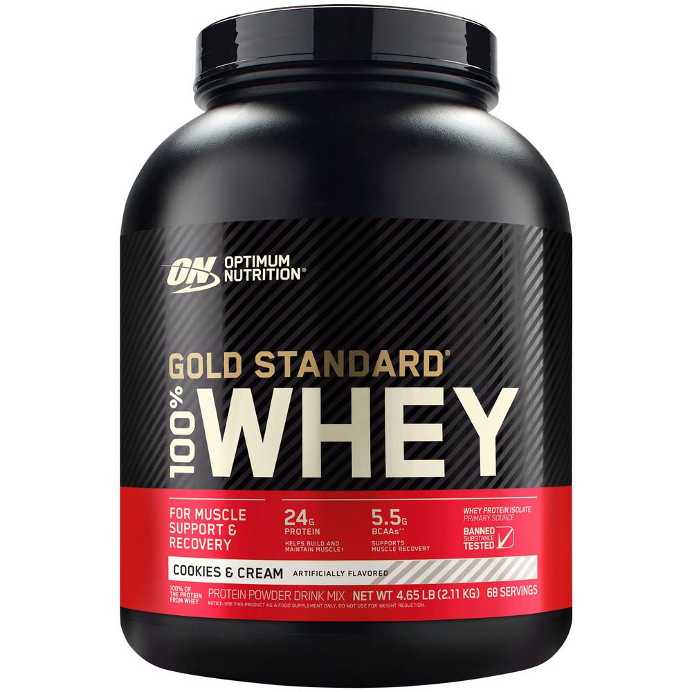 Optimum Nutrition Gold Standard 100% Whey Protein, Cookies-Cream (4.65 lbs)