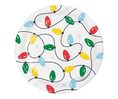 Festive String Light Paper Dessert Plates, 32-Count