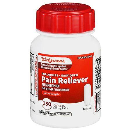 Walgreens Extra Strength Acetaminophen Caplets 500 mg - 150.0 EA