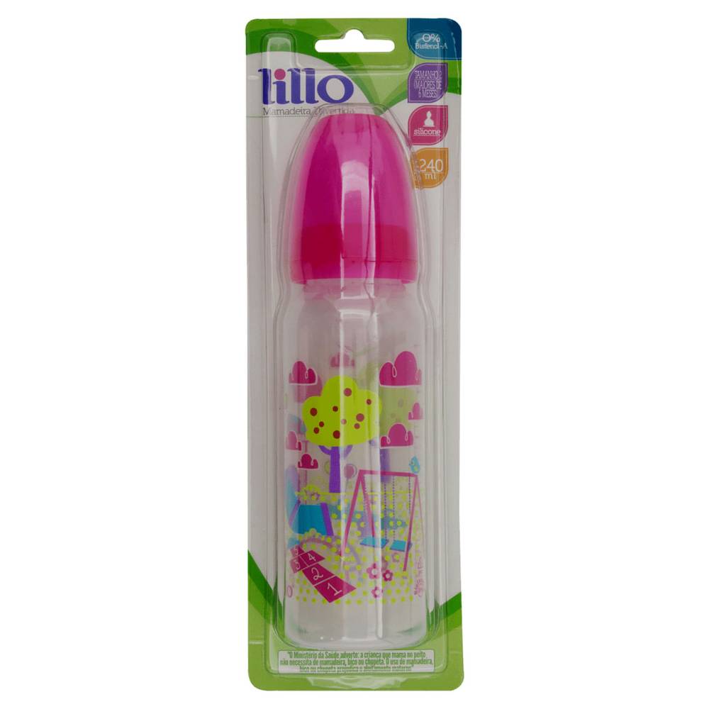 Lillo mamadeira divertida rosa silicone ortodôntico (240ml)