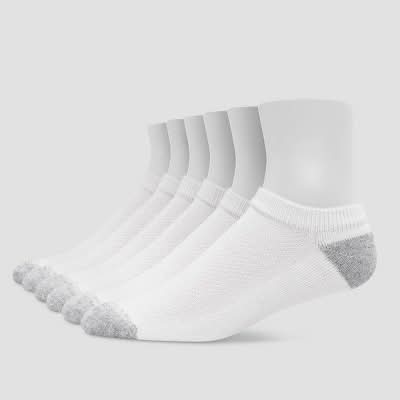 Hanes Premium Midweight Ribbed X-Temp Breathable No Show Socks, Men, 6-12, White (6 ct)