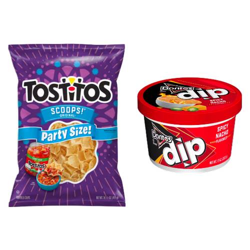 Tostitos Scoops Original Tortilla Chips 14.5oz & Doritos Spicy Nacho Dip 10oz