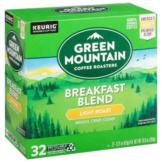 Green Mountain Coffee Roasters Breakfast Blend Light Roast Coffee (32 ct, 0.31 oz)