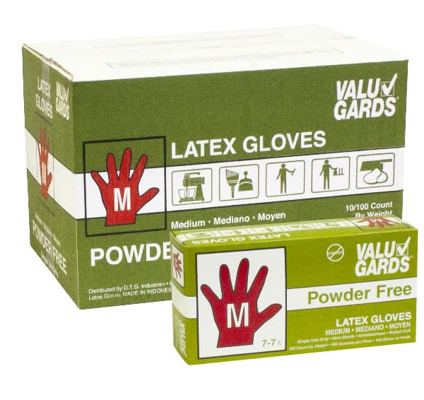 Valugards Powder Free Latex Disposable Gloves, Medium (10 ct)