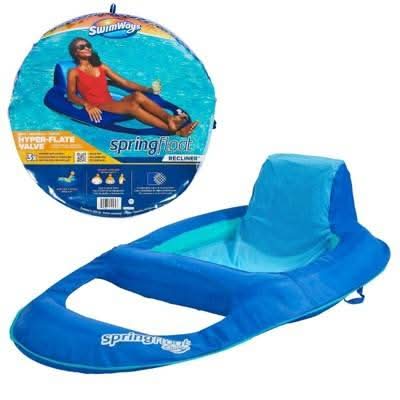 SwimWays Spring Float Sit-Up Pool Recliner in Blue