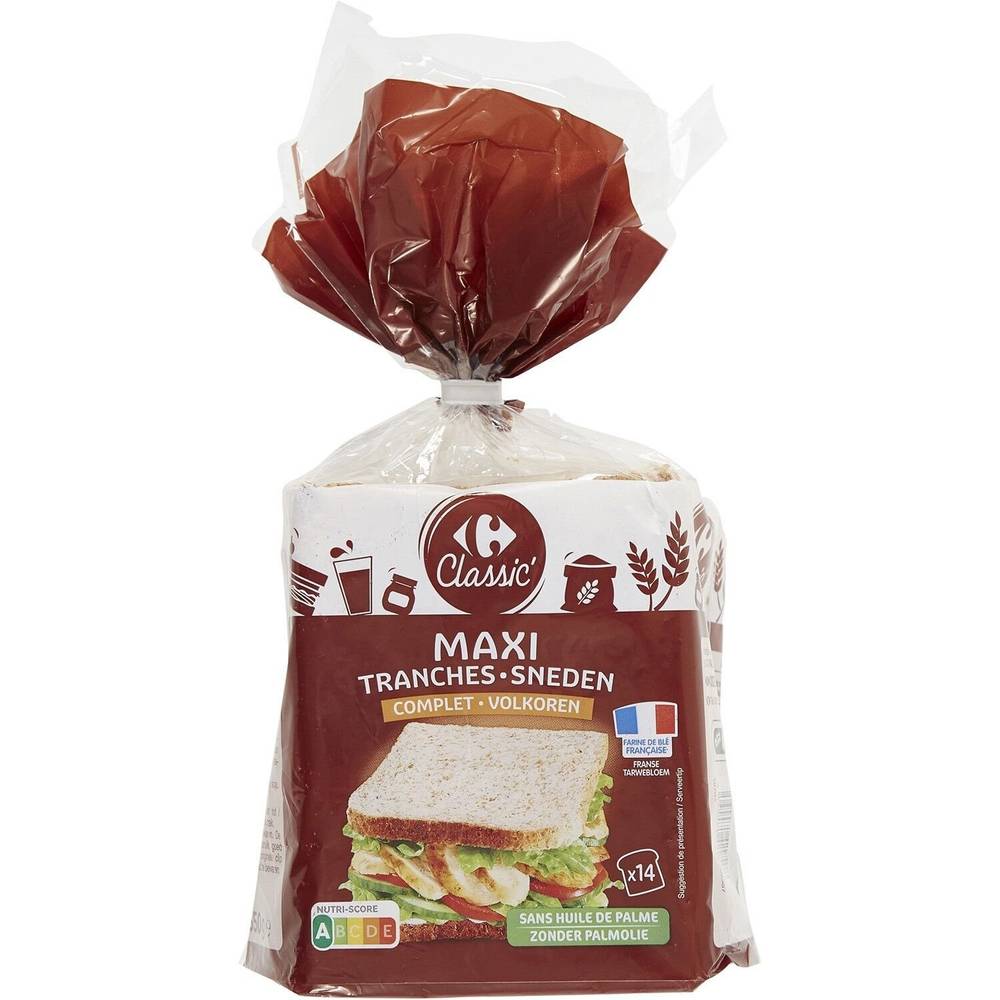 Carrefour Classic' - Pain de mie complet maxi tranches (14 unités)