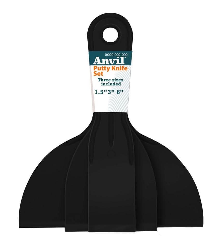 Anvil 1.5/3/6 In. Plastic Putty Knife Set, 3 Pack