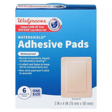 Walgreens Watershield One Size 3" X 4" Adhesive Pads