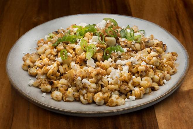 Pan-Roasted Corn with feta, chili, green onion