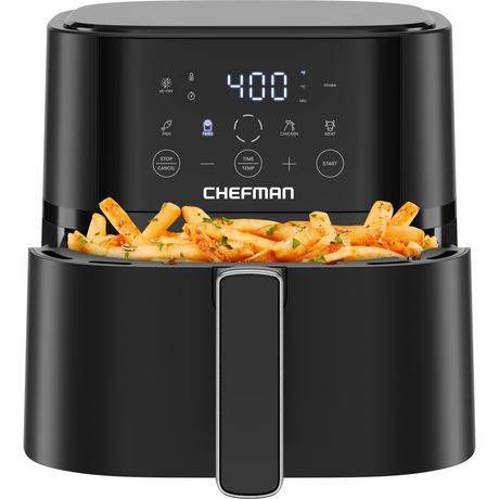 Chefman Compact Digital Touch Air Fryer Withhi-Fry & Shake Reminder, Black