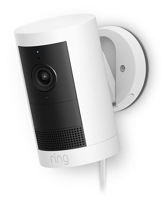 Ring Outdoor Cam Plus, Plug-In with 2K Video and Ring Vision, Low-Light Sight, and Mount-Anywhere Versatility (White)
