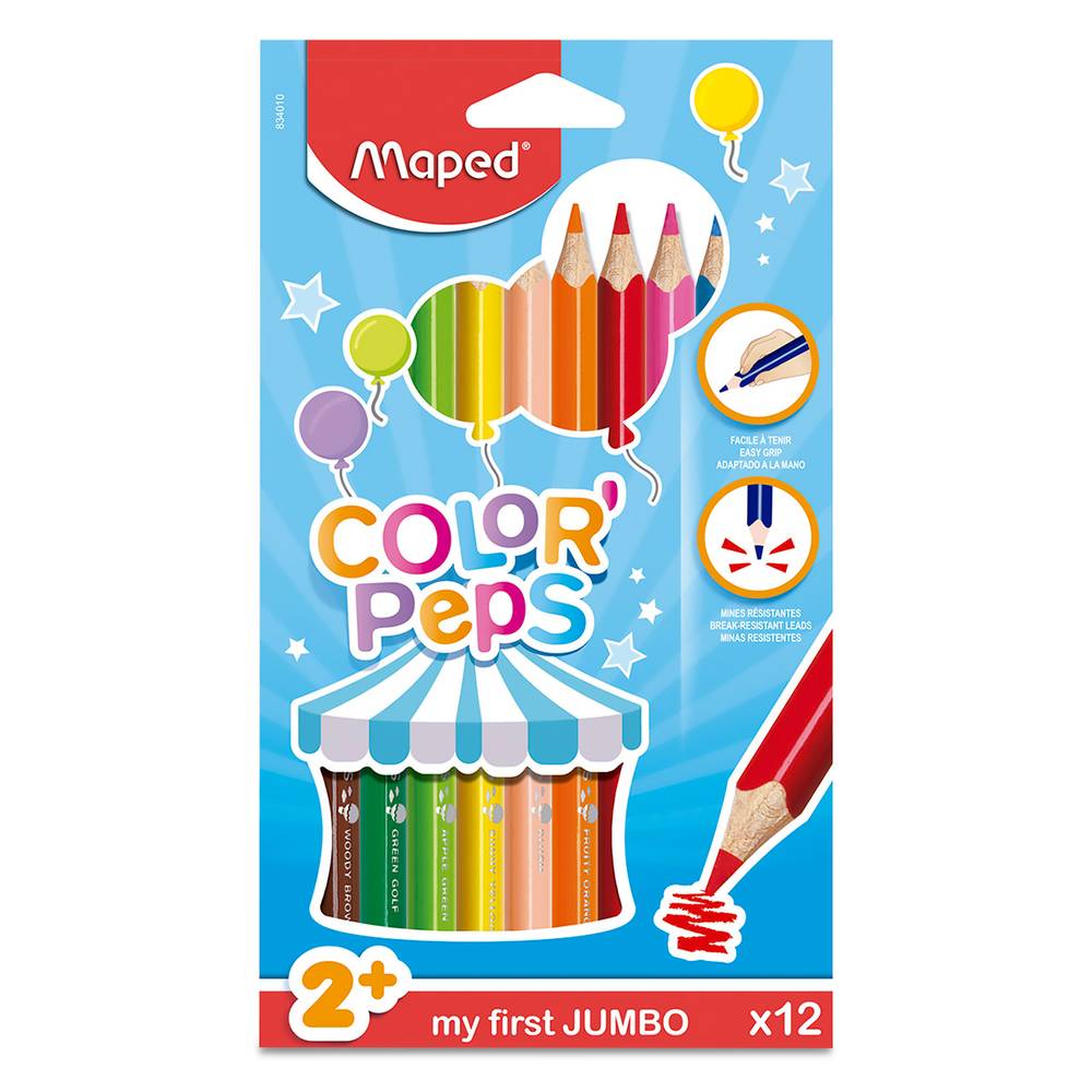 Lápices de colores maped color peps maxi con 12 (pza.)