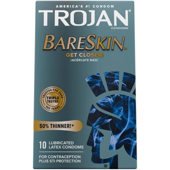 Trojan Sensitivity Bare Skin Condoms Premium Latex Premium Lubricant (10 ct)