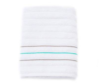 Somanic White & Turquoise Stripe Bath Towel