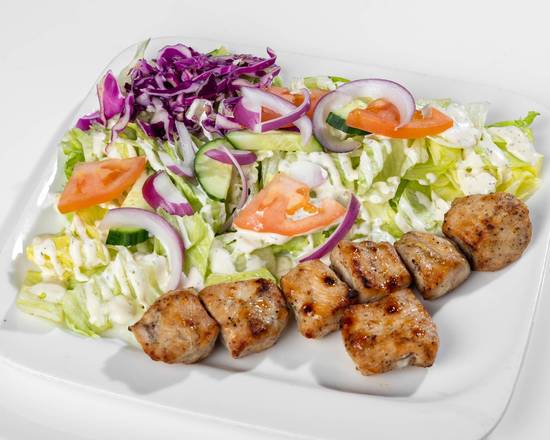 Chicken Kabob Salad and Naan