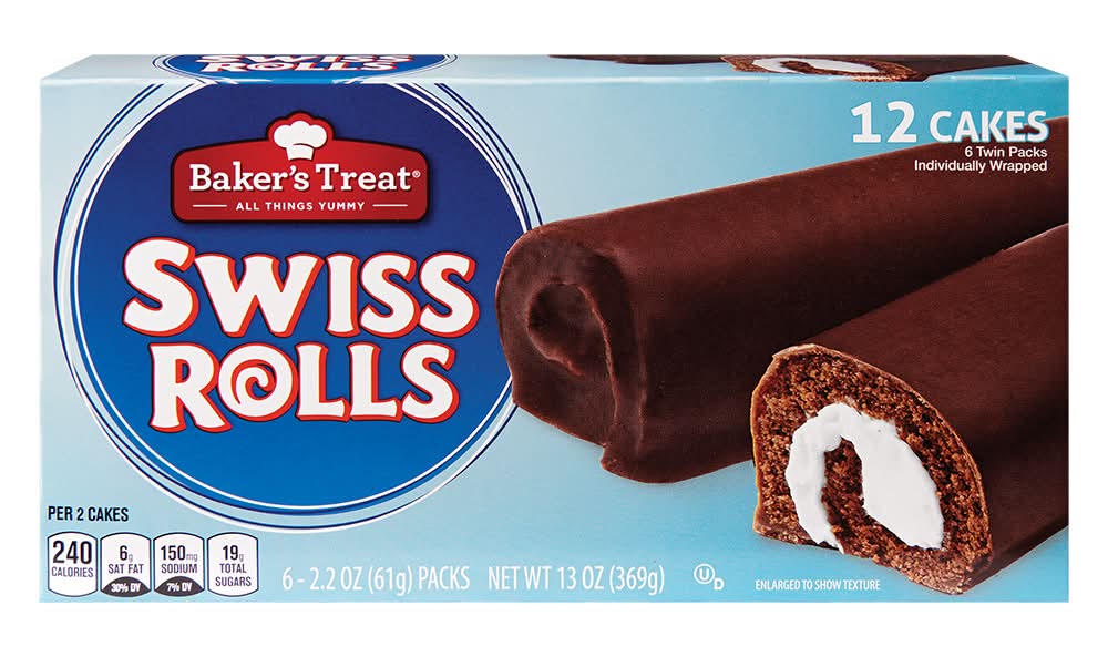 Baker's Treat Swiss Rolls (6 x 2.2 oz)
