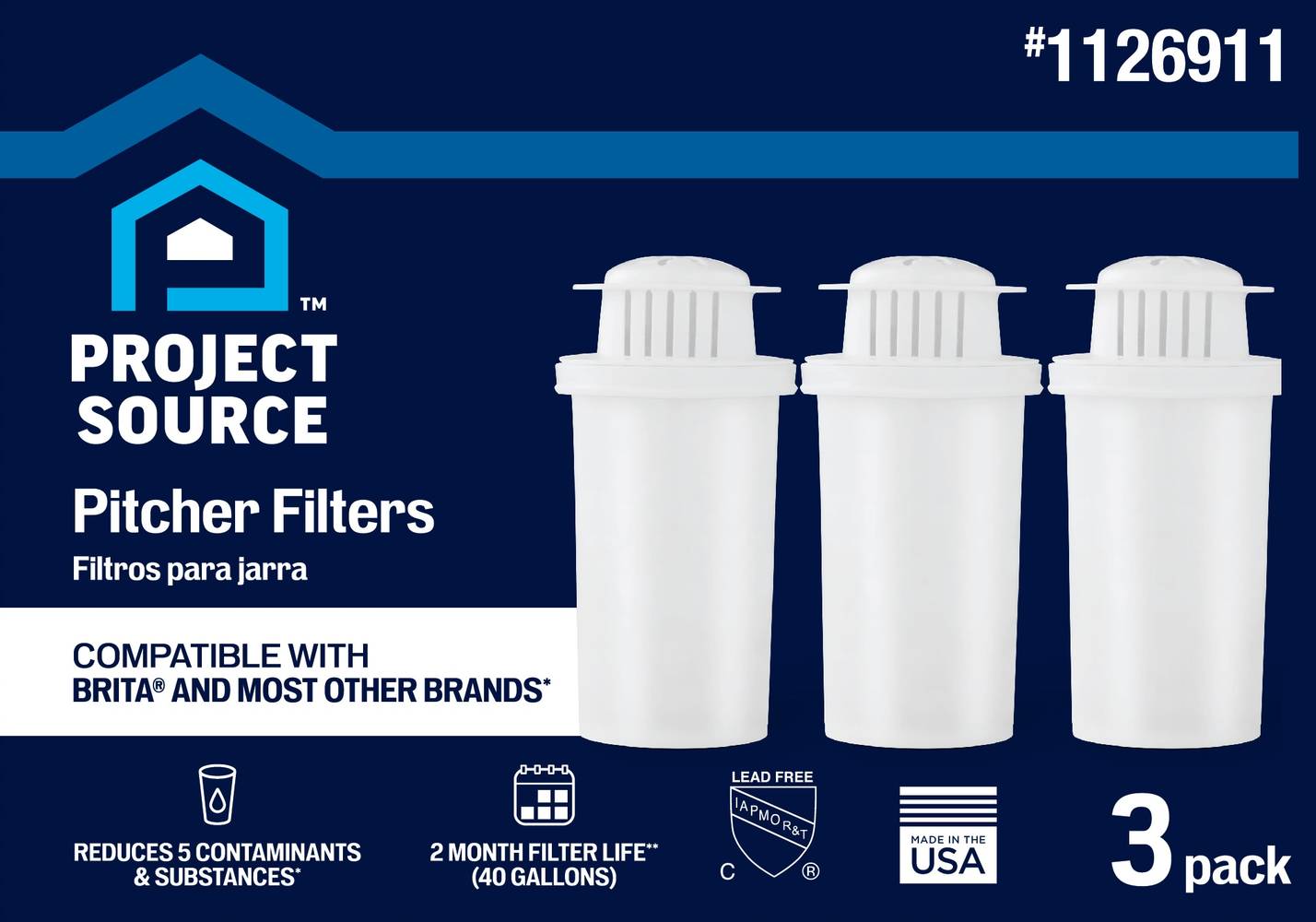 Project Source Off-white Plastic Water Filter Pitcher | WFPSC103