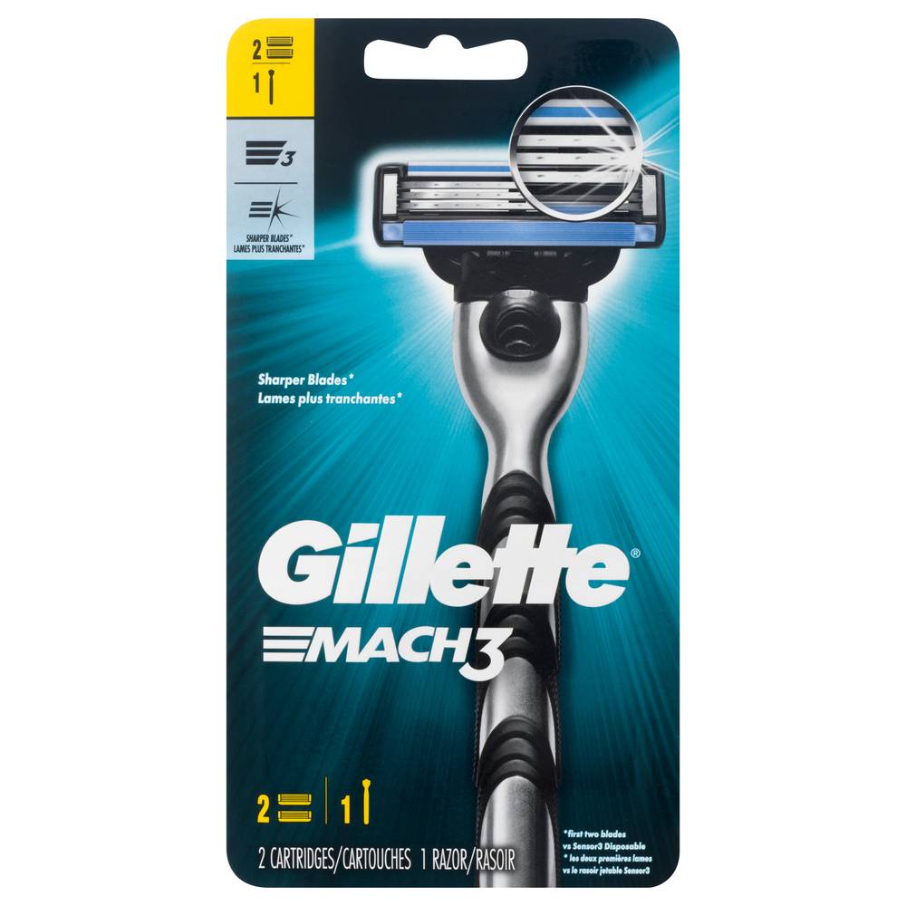 Gillette Mach3 Men's Razor Handle + 2 Blade Refill (1.1 oz)