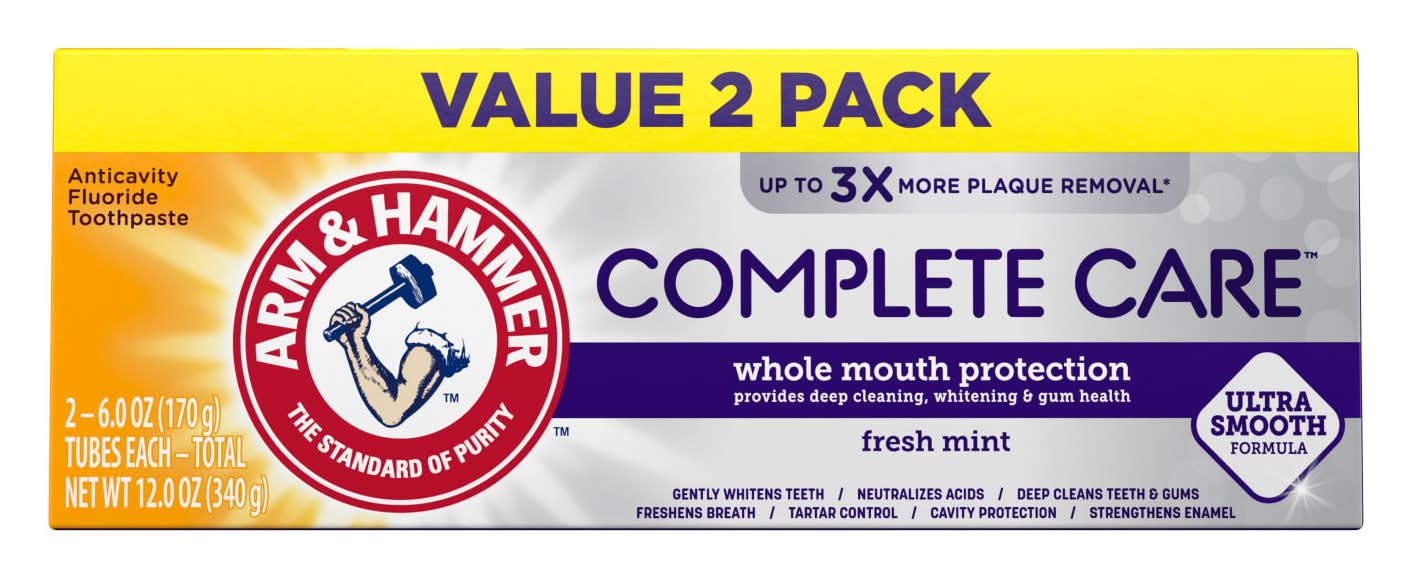 Arm & Hammer Complete Care Mouth Protection Toothpaste, Fresh Mint (12 oz, 2 ct)