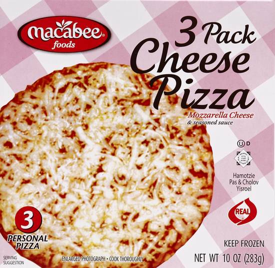 Macabee Mozzarella Cheese & Seasoned Sauce Pizza (3 ct)